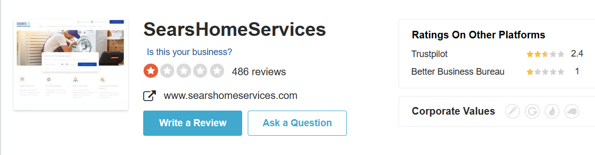 Sears Appliance Repair 2 reviews about sears