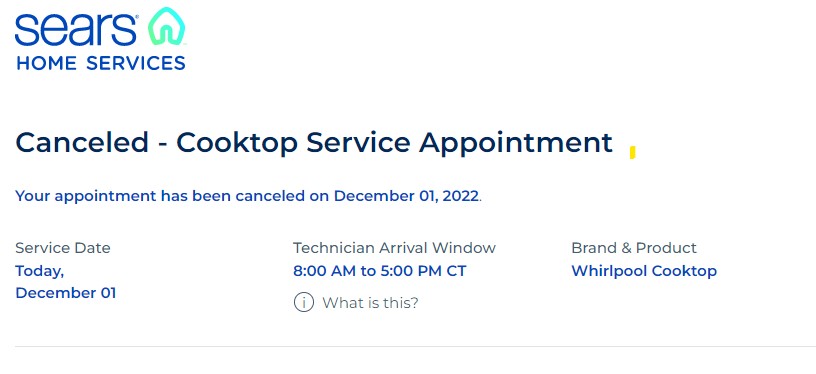 Sears Appliance Repair 1 sears service call